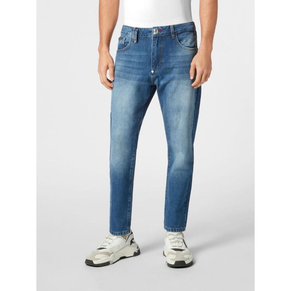 Philipp Plein Men Philipp Plein Detroit Mid-Rise Slim Fit Cotton Denim Jeans